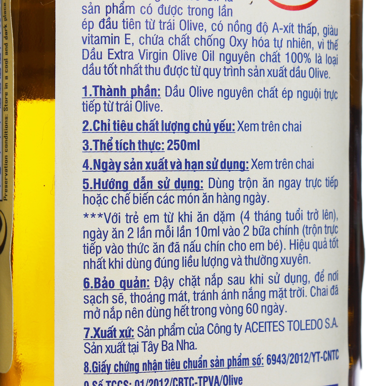 Dầu Olive Dintel siêu nguyên chất Extra Virgin hình 2