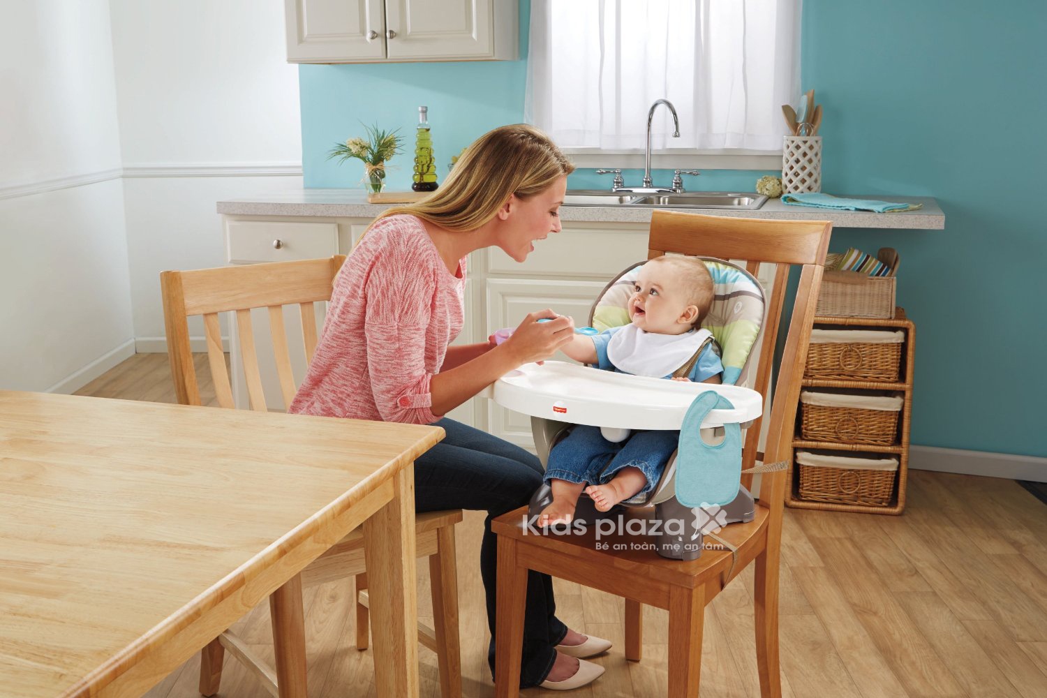 Ghế ăn bột Fisher-Price Spacesaver High Chair, Stripes BLL26  hình 5