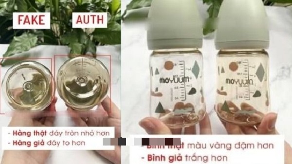 Bình sữa Moyuum thật giả, phân biệt thật giả