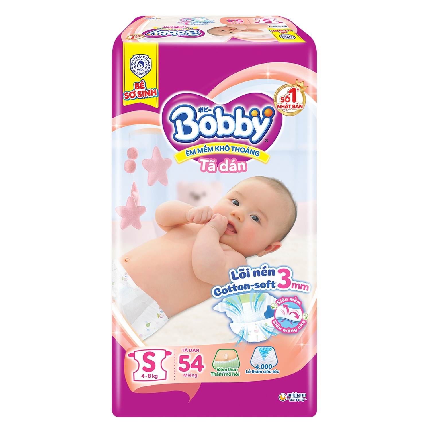 Bỉm Bobby size S cho bé từ 4-8 kg