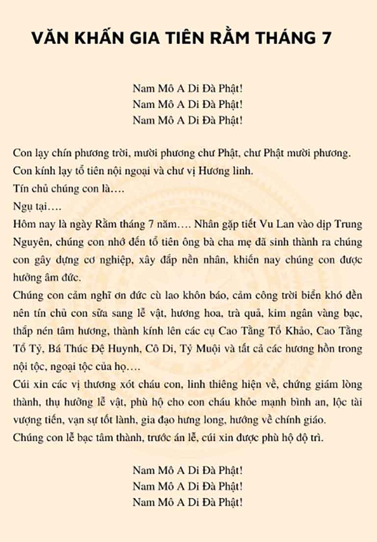 VI. Những điều cần lưu ý khi thực hiện lễ cúng Rằm tháng 7