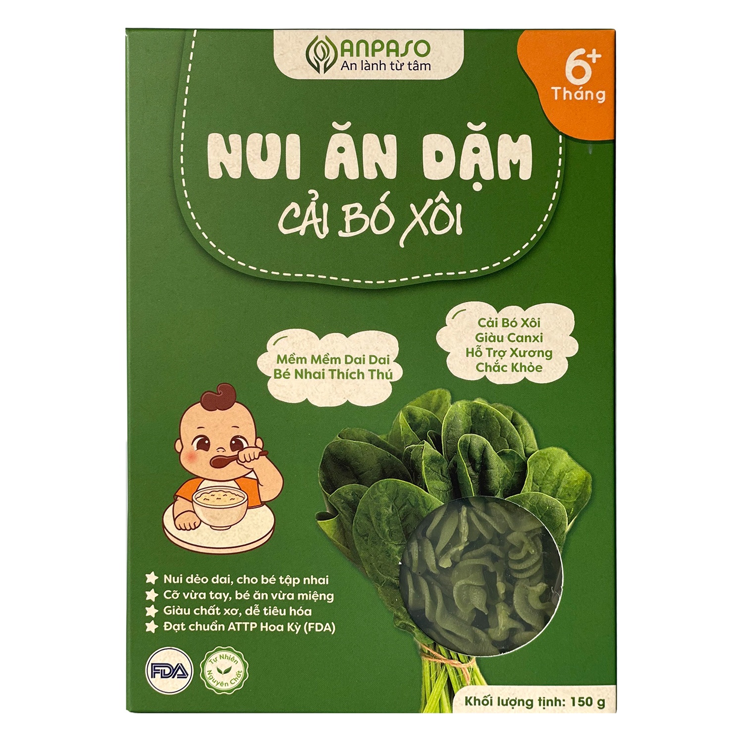 Nui cho bé ăn dặm Anpaso cải bó xôi