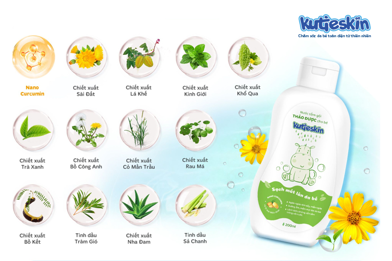 Nước tắm gội thảo dược Kutieskin