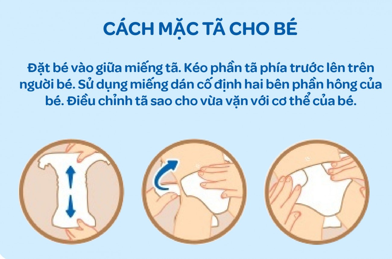 cách mặc tã dán Huggies size S cho bé