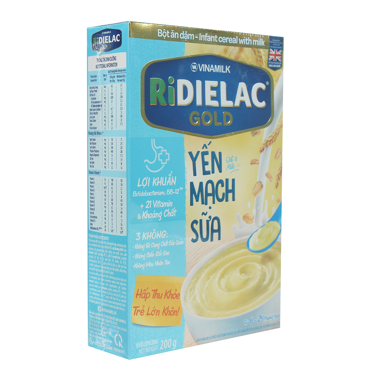 Bột ăn dặm Ridielac yến mạch sữa 200g